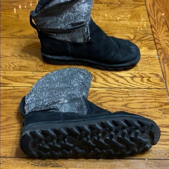 BEARPAW Black Silver Shiny Boots Size 8 - Picture 1 of 10